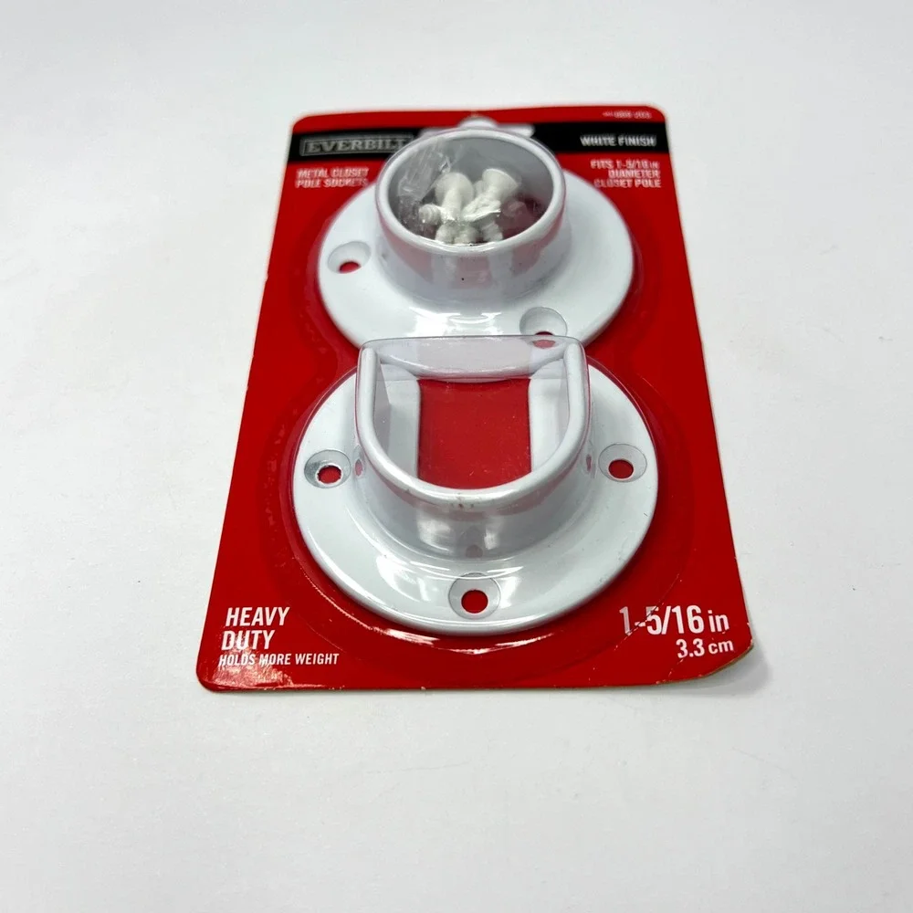 Everbilt White Metal Closet Pole Sockets 1-5/16 in Heavy Duty Hardware‎ NEW